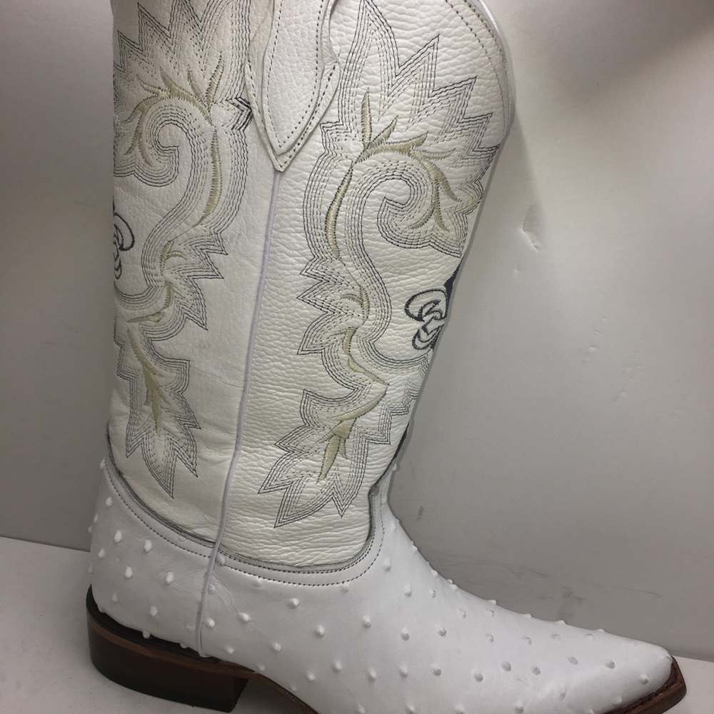 Men’s Cowboy Boots Ostrich Print Leather Rodeo - Picture 7 of 7